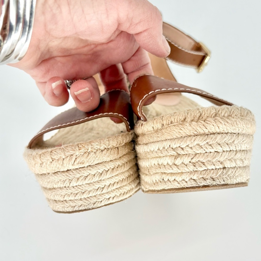 J CREW Leather Platform Wedge Espadrilles in Burnished Pecan - Picture 9 of 15